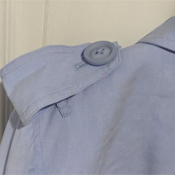 MaxMara | Mid-Length Linen Trench Coat in Baby Blue - Picture 8 of 10